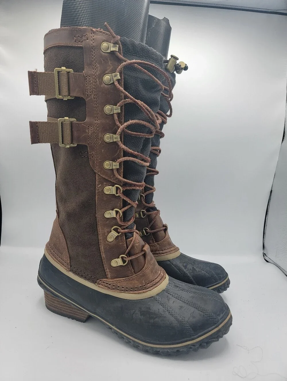 Sorel Women's Brown and Black Tall Lace-Up Winter Boots